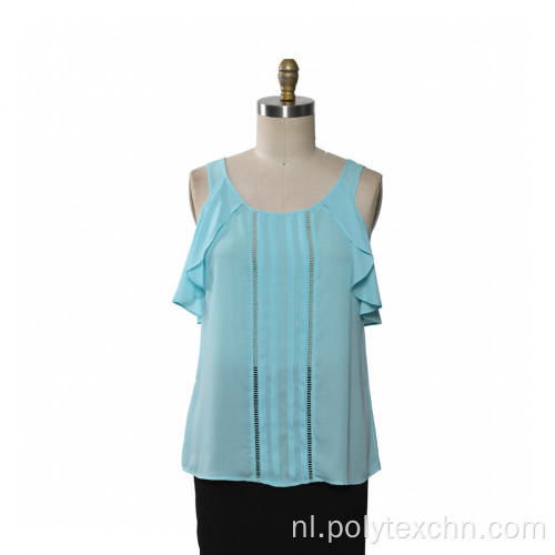 Dames chiffon blouse ruches mouw